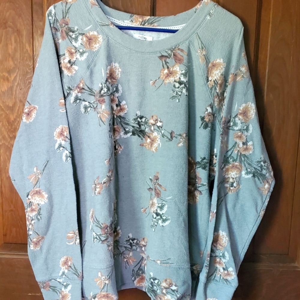 FW0929 Sage floral print French Terry Sweatshirt